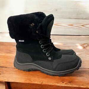 Pajar Canada Black Abbie Sheepskin Waterproof  Lace Up Winter Boots with Fur Cuf